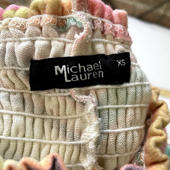 Michael Lauren Revolve Women Pastel Color Stripe Smock Elastic Shorts XSmall NWT - Picture 2 of 7